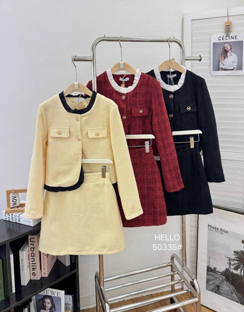 Women Stylish Short Tweed Co-Ord Sets